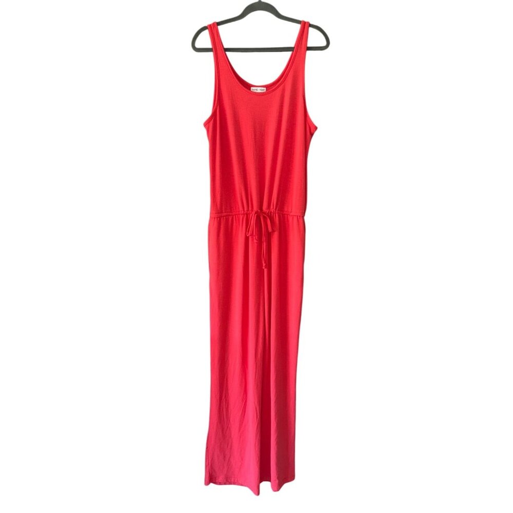 Womens Sleeveless Coral Jumpsuit Drawstring Waist Thyme + Honey Size XL Beachy